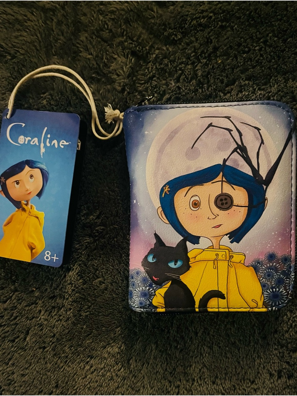 Loungefly Coraline Yellow Raincoat Zip Wallet with Blue Hair